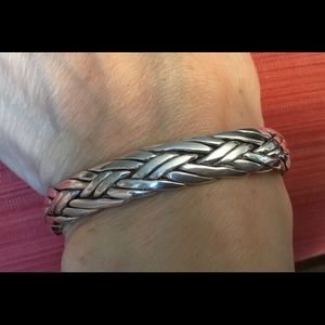 Sterling silver signed woven cuff bracelet